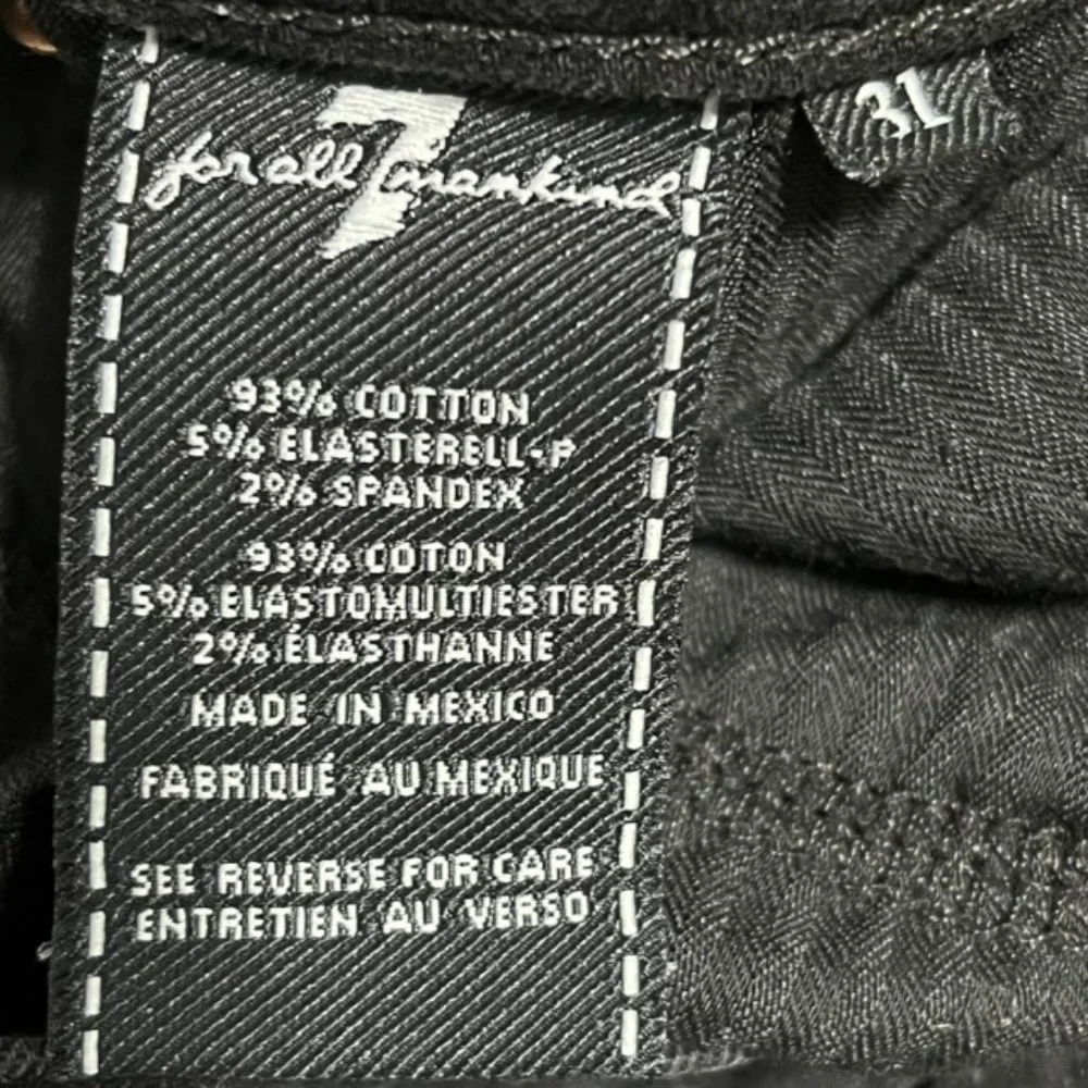 7 FOR ALL MANKIND Black Distressed Ankle Skinny Jeans Size 31 NWT - Picture 15 of 15